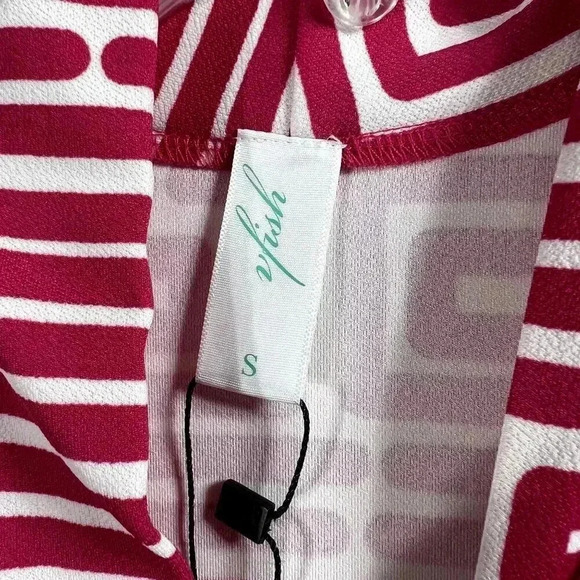 Vfish Designs Geometric Print Dress S High Neck Collar V Neck Minimalistic NWT - Picture 11 of 15